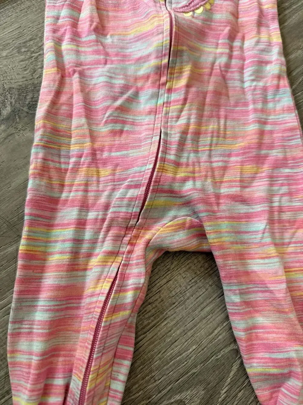 Kids Headquarters Pink Striped Dinosaur Footed Pajama 18M